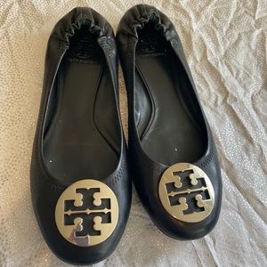 COPY - Tory Burch Travel Flats Black w/ Silver lo…